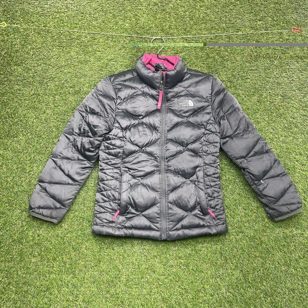 The North Face Puffer Jacket Girls Medium 10/12 550 Down Fill Zip Up Outdoor